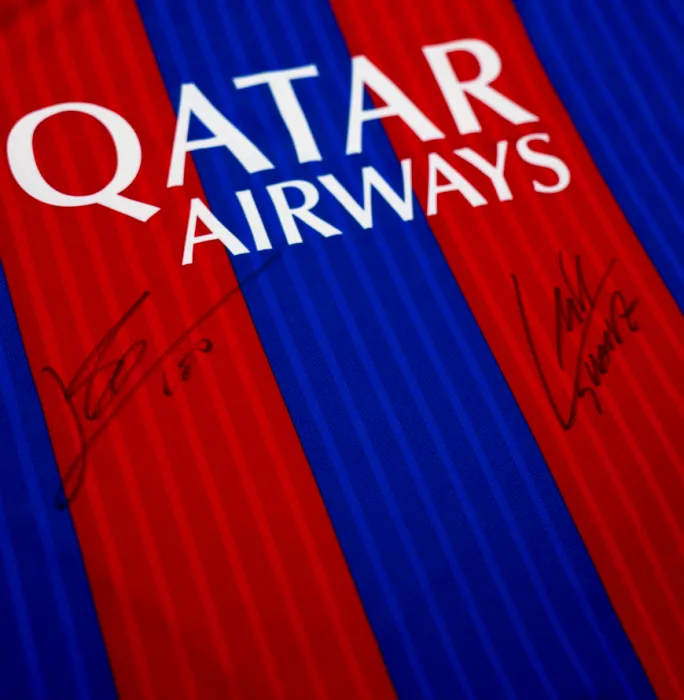 Lionel Messi & Luis Suarez Front Signed FC Barcelona 2016-17 Home Shirt In Hero Frame: Option 1
