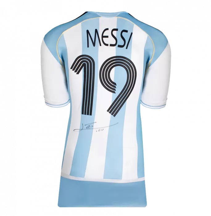 Lionel Messi Official 2006 FIFA World Cup™ Back Signed And Framed Argentina 2005-07 Home Shirt