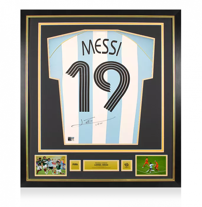 Lionel Messi Official 2006 FIFA World Cup™ Back Signed and Framed Argentina 2005-07 Home Shirt