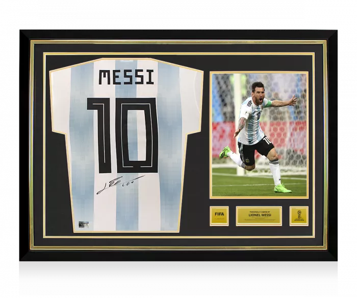 Lionel Messi Official 2018 FIFA World Cup™ Back Signed and Hero Framed Argentina 2018-19 Home Shirt