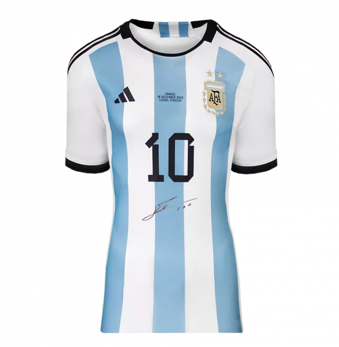Lionel Messi Official 2022 FIFA World Cup™ Front Signed And Framed Argentina 2022 Home Shirt