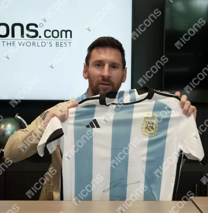Lionel Messi Official 2022 FIFA World Cup™ Front Signed And Framed Argentina 2022 Home Shirt