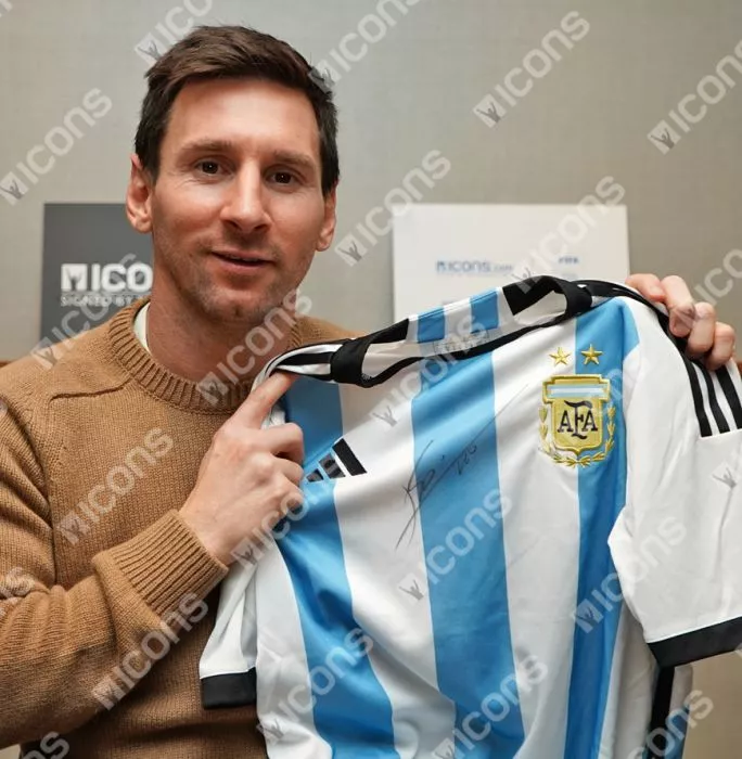 Lionel Messi Official 2022 FIFA World Cup™ Front Signed And Hero Framed Argentina 2022-23 Home Shirt