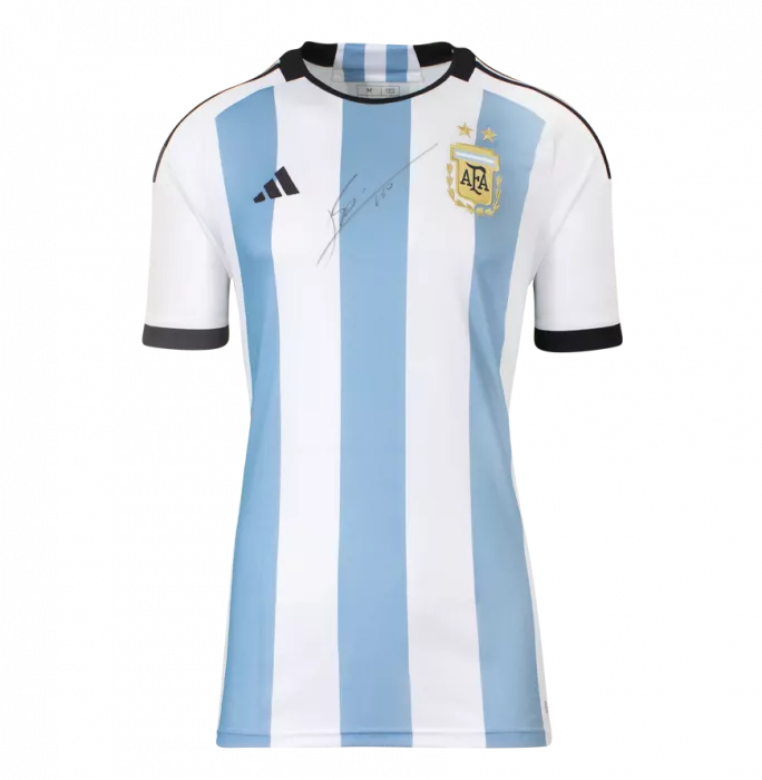 Lionel Messi Official 2022 FIFA World Cup™ Front Signed And Hero Framed Argentina 2022-23 Home Shirt