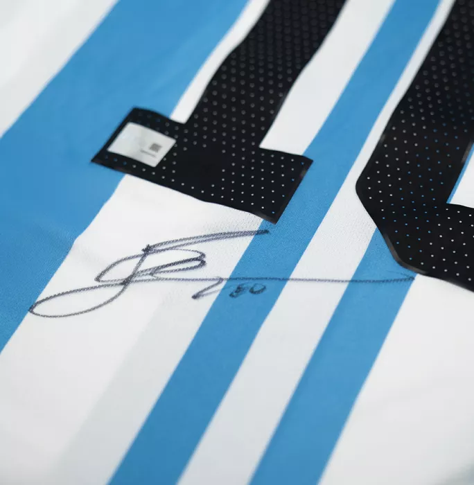 Lionel Messi Official 2026 FIFA World Cup™ Back Signed And Hero Framed Argentina 2022 Home Shirt