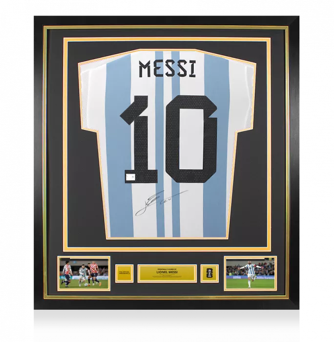 Lionel Messi Official 2026 FIFA World Cup™ Back Signed and Framed Argentina 2022 Home Shirt