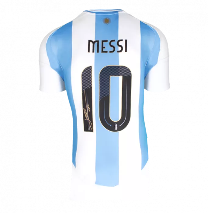 Lionel Messi Official Back Signed Argentina 2024-25 Home Shirt In Hero Frame: Copa América Edition