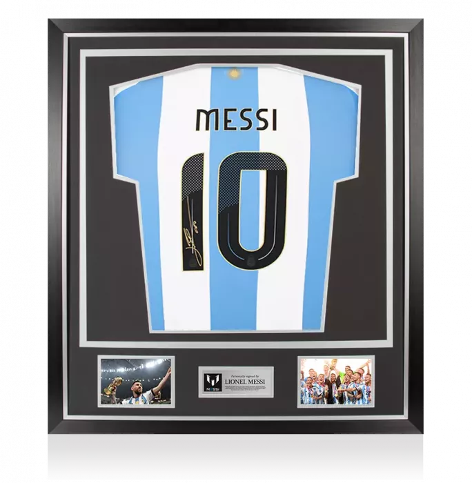 Lionel Messi Official Back Signed Argentina 2024-25 Home Shirt In Classic Frame