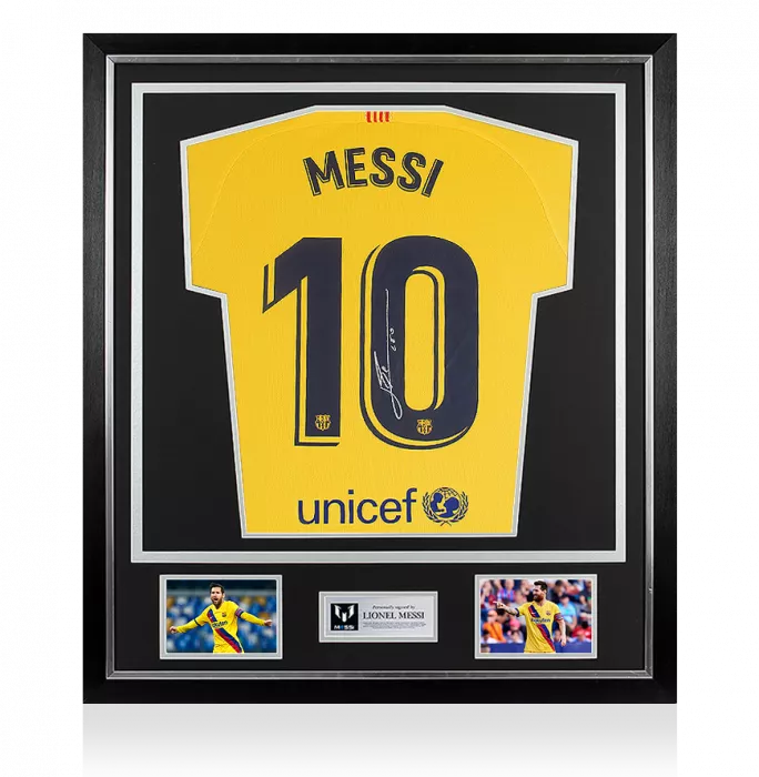 Lionel Messi Official Back Signed FC Barcelona 2019-20 Away Shirt In Classic Frame