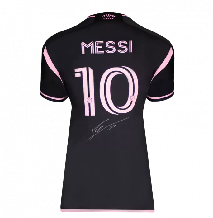 Lionel Messi Official Ballon D'Or™ Back Signed And Hero Framed Inter Miami CF 2022-23 Away Shirt