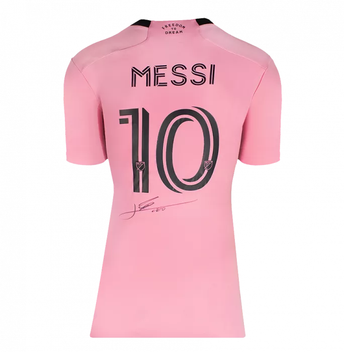 Lionel Messi Official Ballon D'Or™ Back Signed And Hero Framed Inter Miami CF 2024-25 Home Shirt