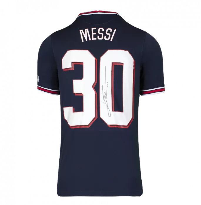 Lionel Messi Official Ballon D'Or™ Back Signed And Hero Framed Paris Saint-Germain 2021-22 Home Shirt