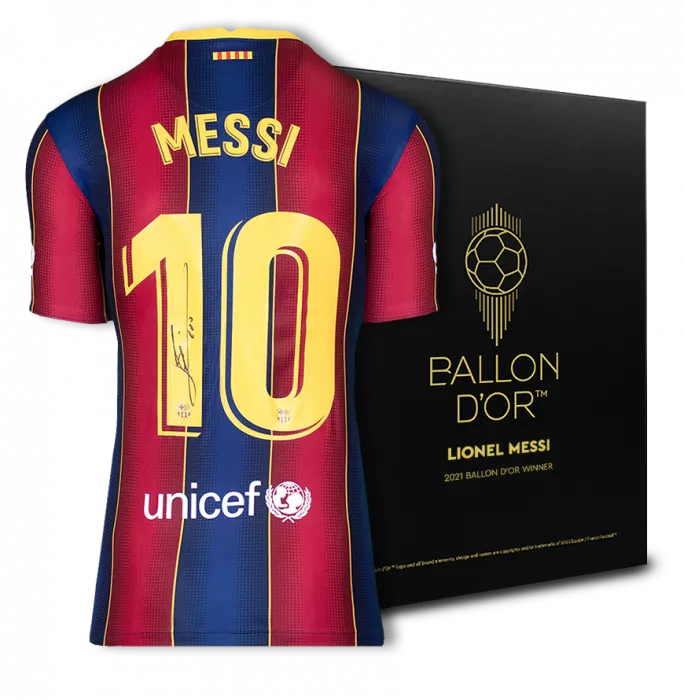 Lionel Messi Official Ballon d'Or™ Back Signed FC Barcelona 2020-21 Home Shirt: 2021 Winner's Pack