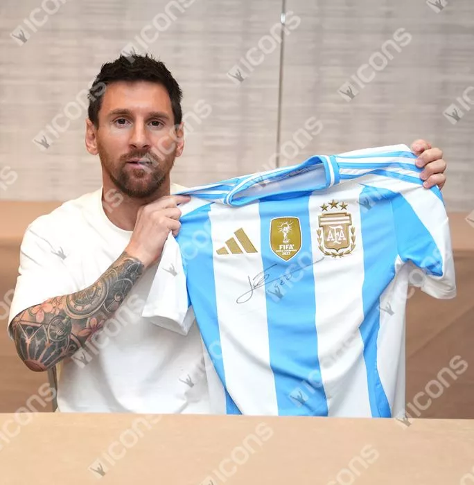 Lionel Messi Official Ballon D'Or™ Front Signed And Hero Framed Argentina 2024-25 Home Shirt