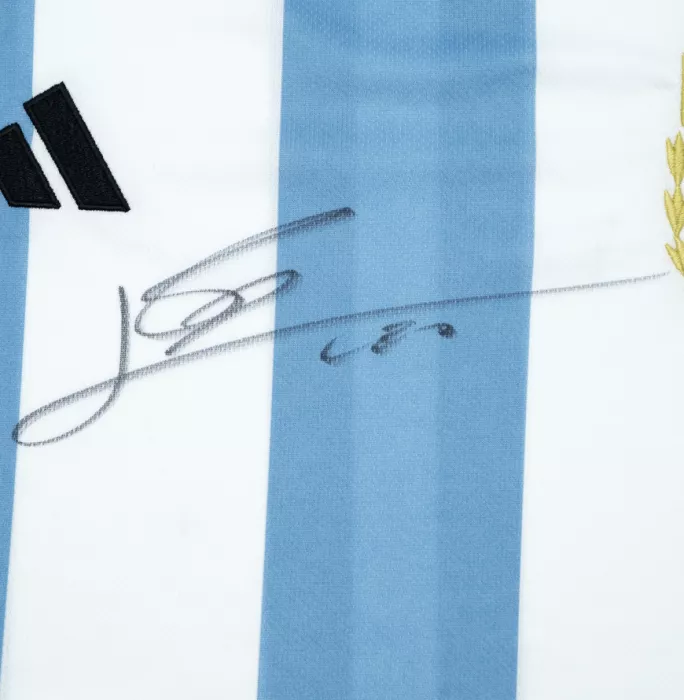 Lionel Messi Official Ballon D'Or™ Front Signed And Hero Framed Argentina 2022 Home Shirt - 2 Star Edition
