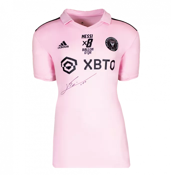 Lionel Messi Official Ballon D'Or™ Front Signed And Hero Framed Inter Miami CF 2022-23 Home Shirt: 8x Ballon D'Or Edition