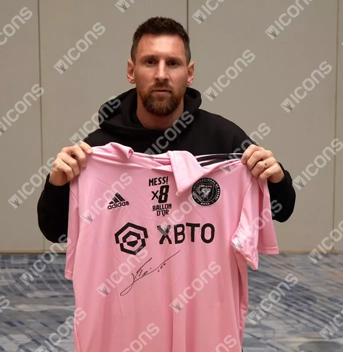 Lionel Messi Official Ballon D'Or™ Front Signed And Hero Framed Inter Miami CF 2022-23 Home Shirt: 8x Ballon D'Or Edition