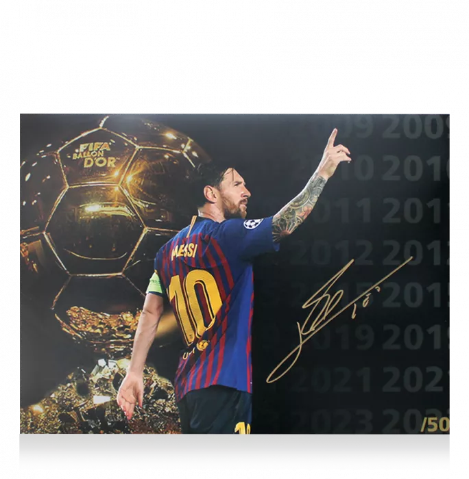 Lionel Messi Official Ballon D'Or™ Signed And Framed Montage Photo: Limited Edition