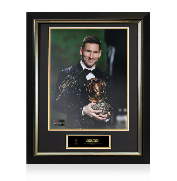 Lionel Messi Official Ballon d'Or™ Signed and Framed Photo: 2021 Ballon d'Or Winner