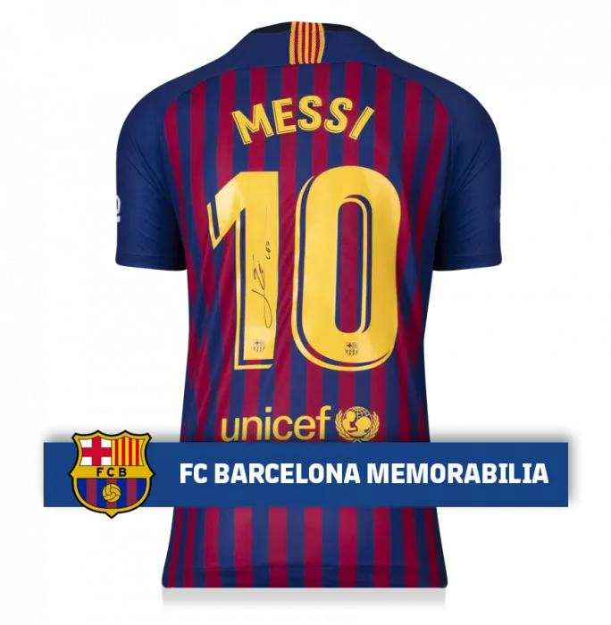 Lionel Messi Official FC Barcelona Back Signed 2018-19 Home Shirt