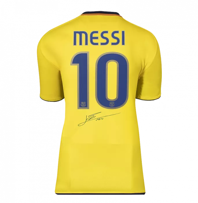 Lionel Messi Official FC Barcelona Back Signed And Framed 2008-10 Away Shirt