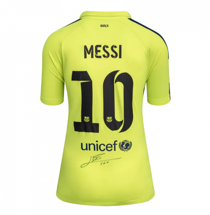Lionel Messi Official FC Barcelona Back Signed And Framed 2014-15 Third Shirt