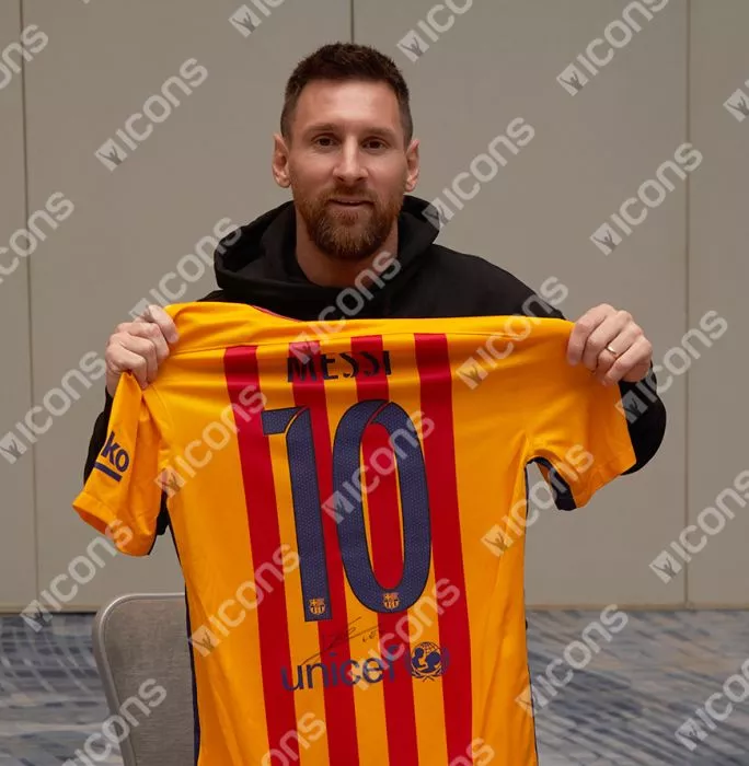 Lionel Messi Official FC Barcelona Back Signed And Framed 2015-16 Away Shirt