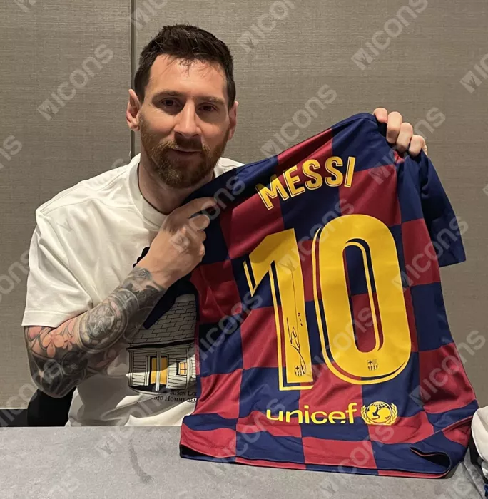 Lionel Messi Official FC Barcelona Back Signed And Framed 2019-20 Home Shirt