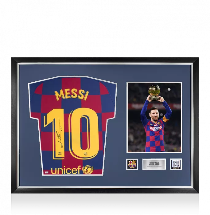 Lionel Messi Official FC Barcelona Back Signed and Framed 2019-20 Home Shirt