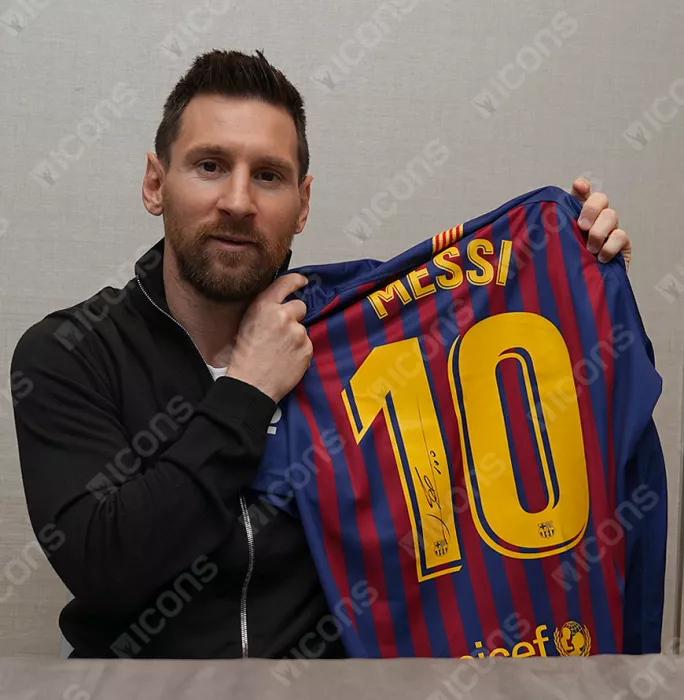 Lionel Messi Official FC Barcelona Back Signed And Framed 2018-19 Home Shirt