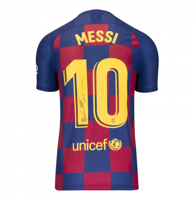 Lionel Messi Official FC Barcelona Back Signed And Framed 2019-20 Home Shirt
