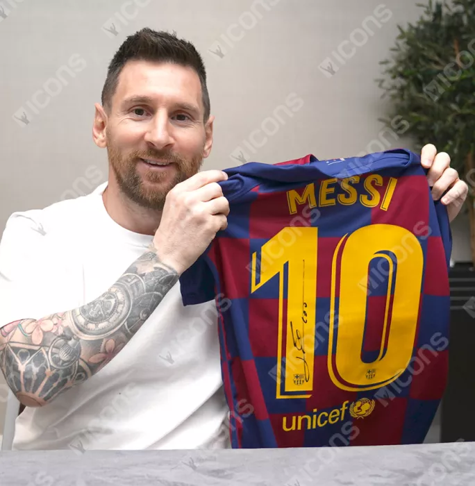 Lionel Messi Official FC Barcelona Back Signed And Framed 2019-20 Home Shirt