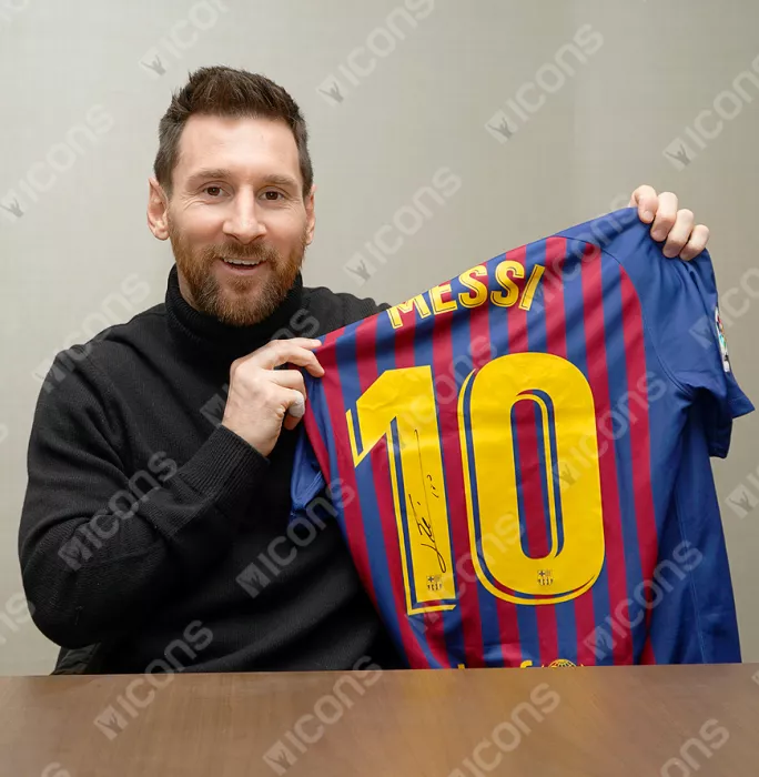 Lionel Messi Official FC Barcelona Back Signed And Framed 2018-19 Home Shirt