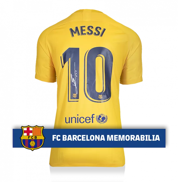 Lionel Messi Official FC Barcelona Back Signed And Framed 2019-20 Fourth Shirt