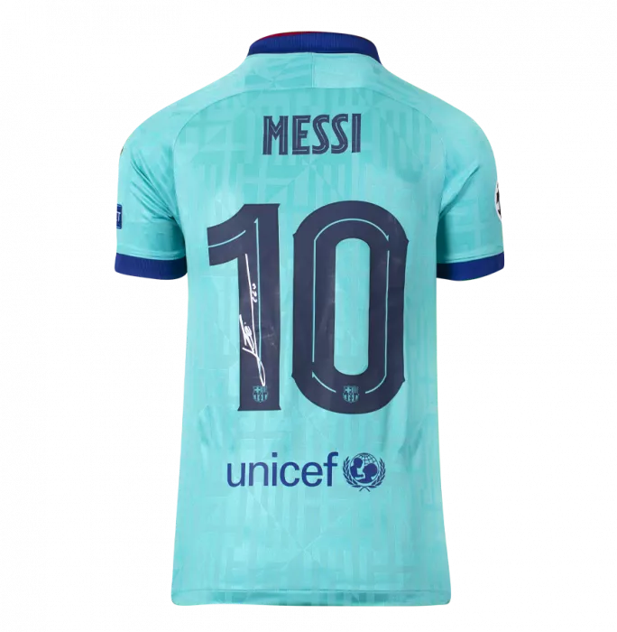 Lionel Messi Official FC Barcelona Back Signed And Framed 2019-20 Third Shirt