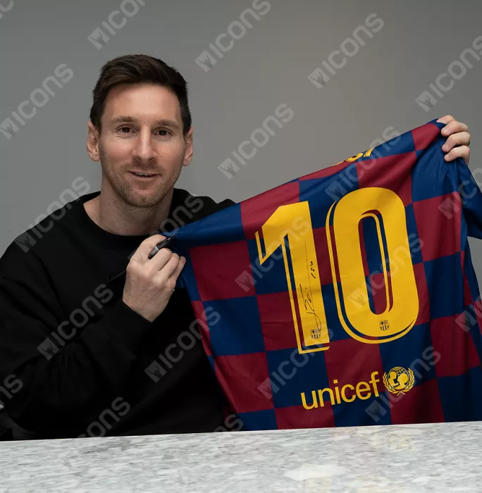 Lionel Messi Official FC Barcelona Back Signed And Framed 2019-20 Home Shirt