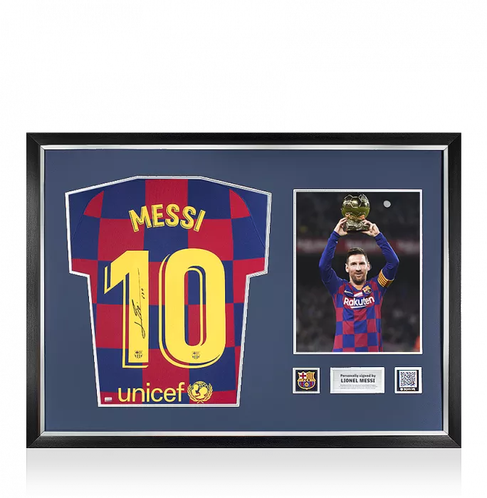 Lionel Messi Official FC Barcelona Back Signed and Framed 2019-20 Home Shirt