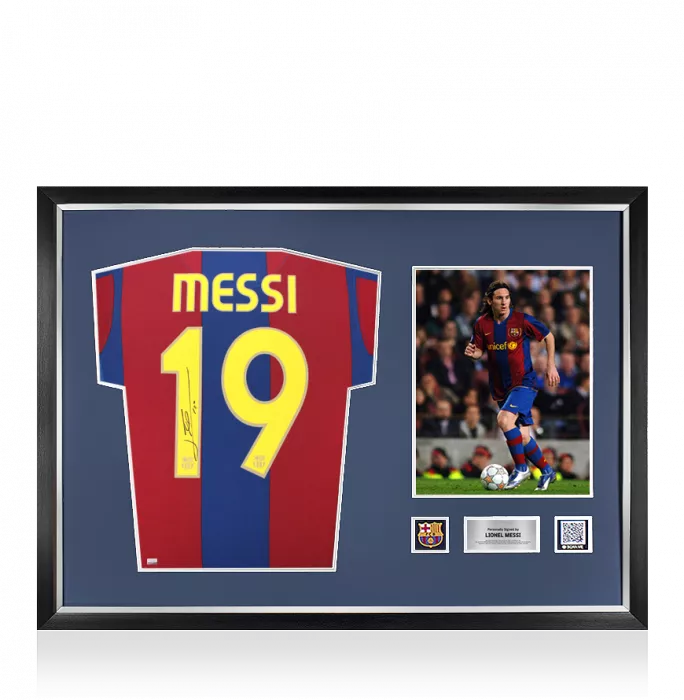 Lionel Messi Official FC Barcelona Back Signed and Framed 2007-08 Home Shirt