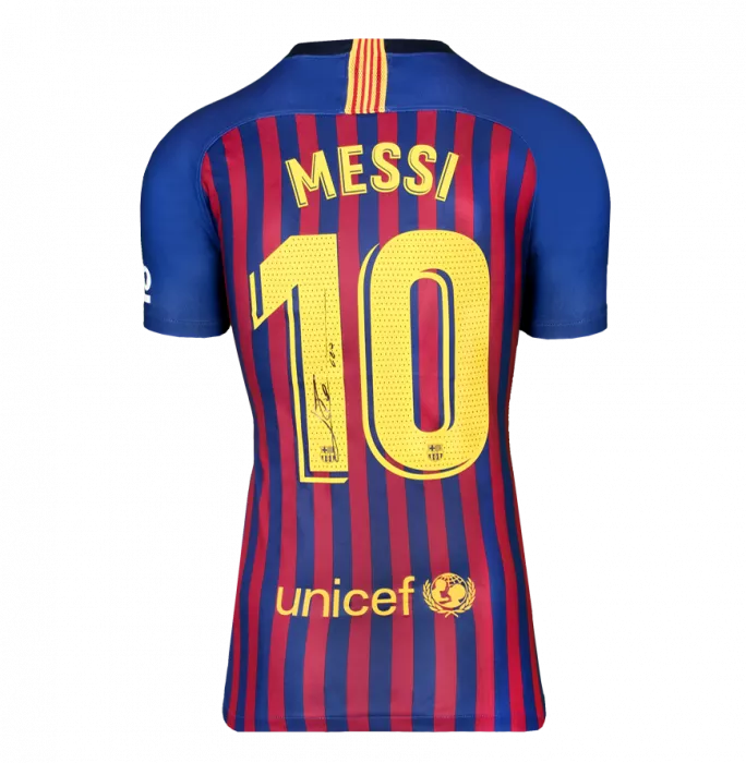 Lionel Messi Official FC Barcelona Back Signed And Framed 2018-19 Home Shirt