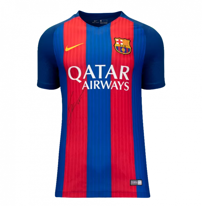 Lionel Messi Official FC Barcelona Front Signed And Framed 2016-17 Home Shirt