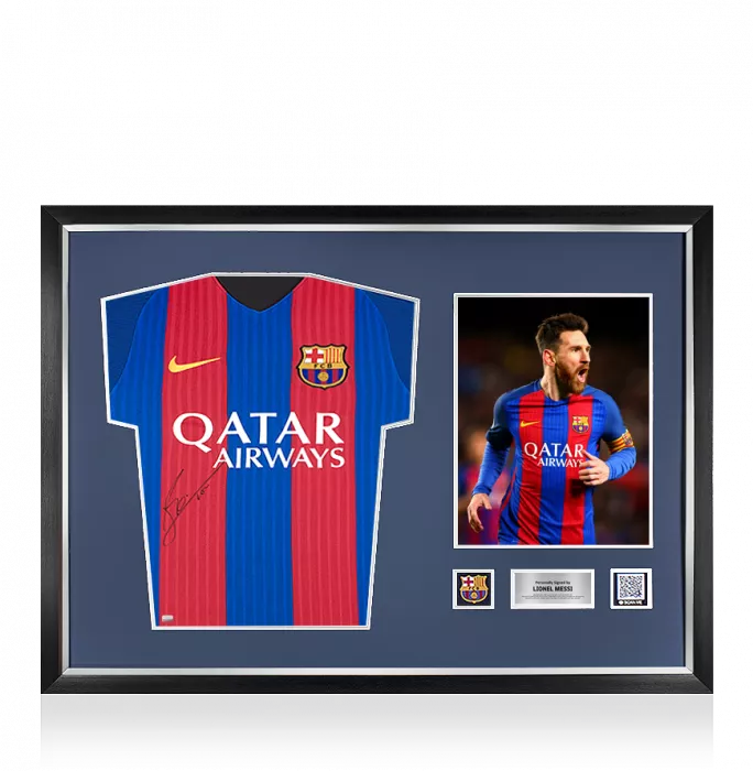 Lionel Messi Official FC Barcelona Front Signed and Framed 2016-17 Home Shirt