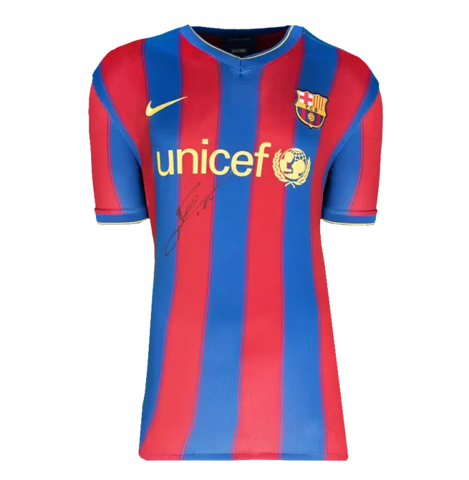 Lionel Messi Official FC Barcelona Front Signed And Framed 2009-10 Home Shirt
