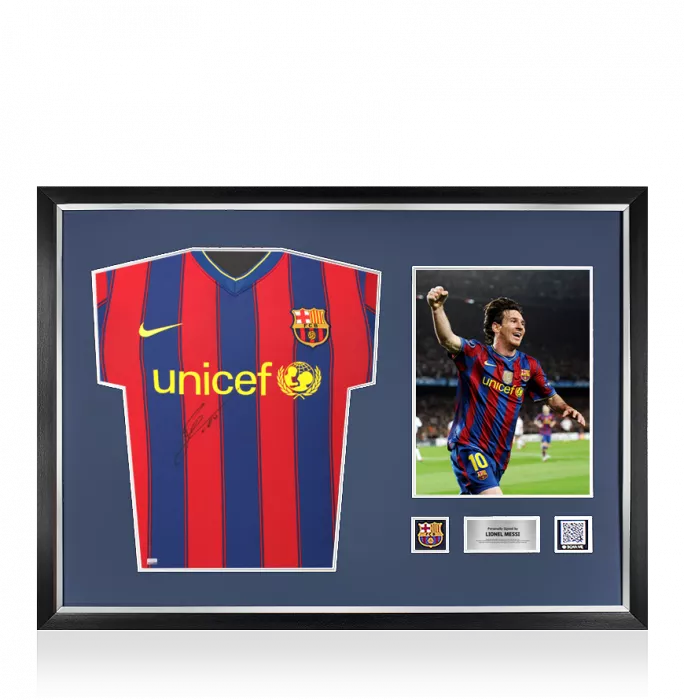 Lionel Messi Official FC Barcelona Front Signed and Framed 2009-10 Home Shirt