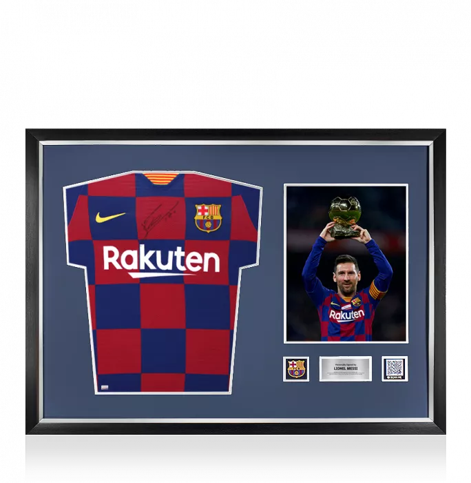 Lionel Messi Official FC Barcelona Front Signed And Framed 2019-20 Authentic Home Shirt