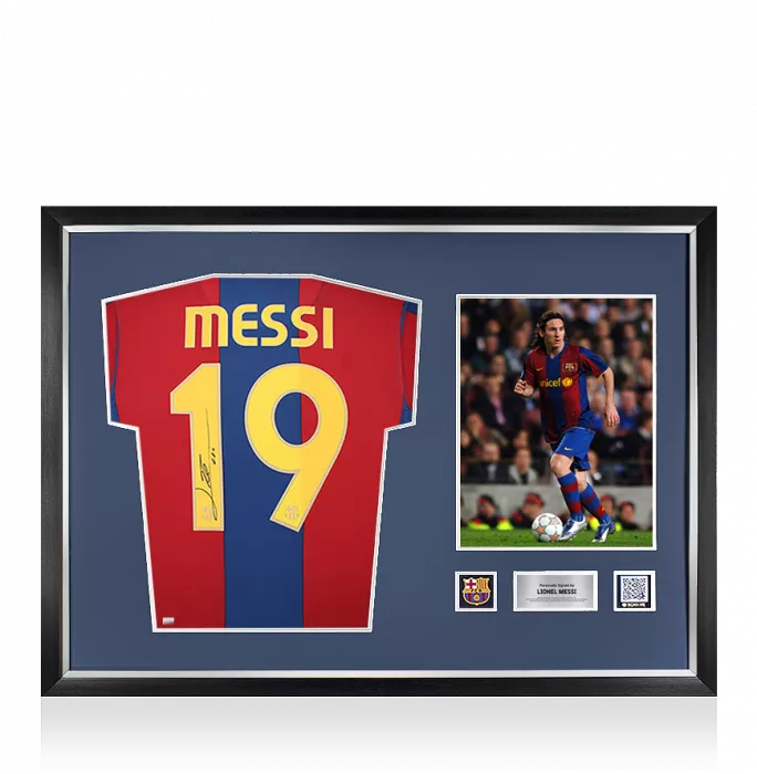 Lionel Messi Official FC Barcelona Official Back Signed And Framed 2007-08 Home Shirt