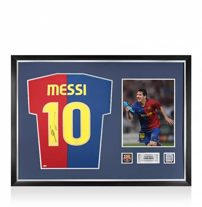 Lionel Messi Official FC Barcelona Official Back Signed and Framed 2008-09 Home Shirt
