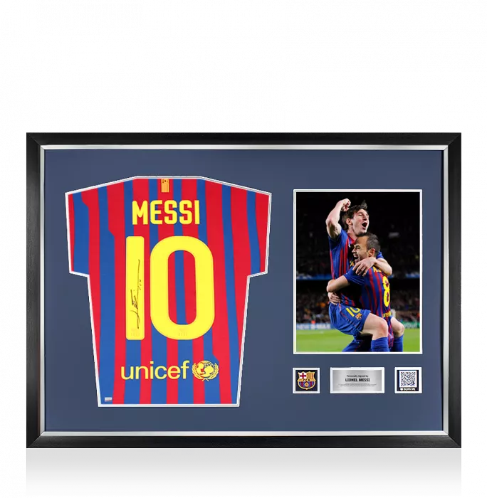 Lionel Messi Official FC Barcelona Official Back Signed and Framed 2011-12 Home Shirt - Match Issue