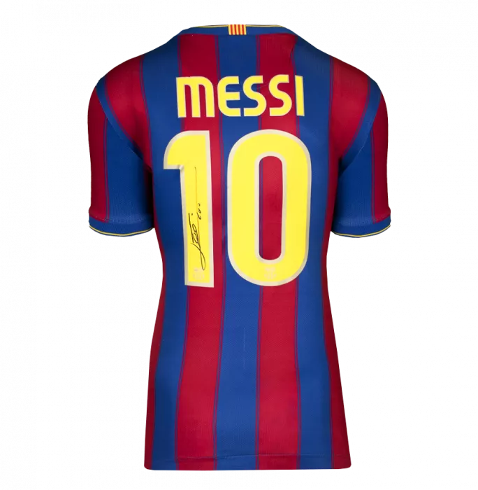 Lionel Messi Official FC Barcelona Official Back Signed And Framed 2009-10 Home Shirt