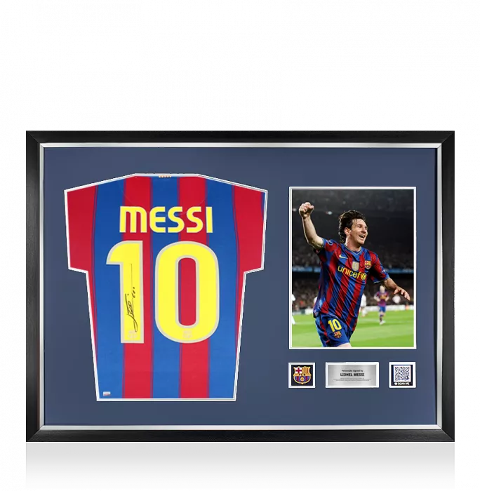 Lionel Messi Official FC Barcelona Official Back Signed and Framed 2009-10 Home Shirt