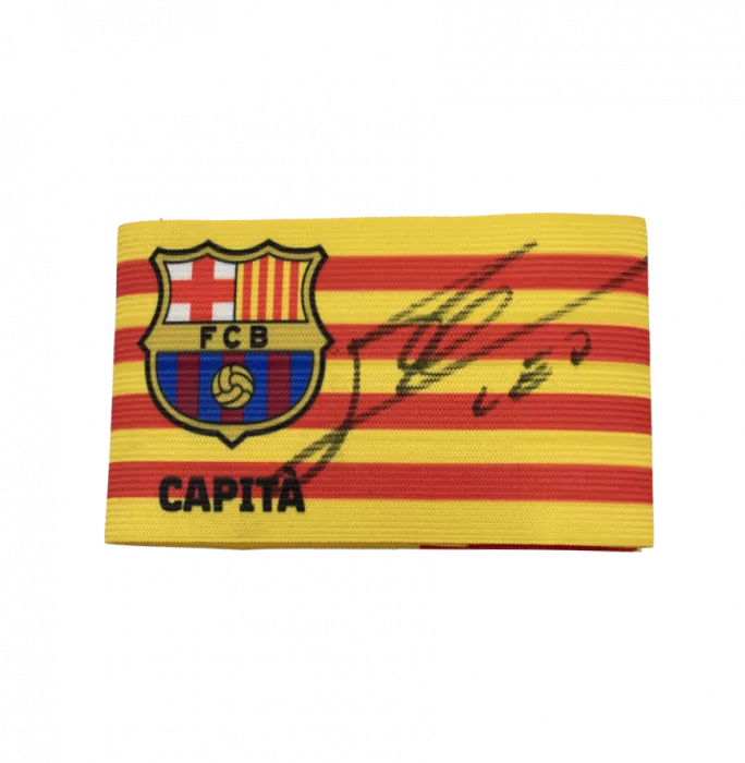 Lionel Messi Official FC Barcelona Signed And Framed Branded Captain's Armband